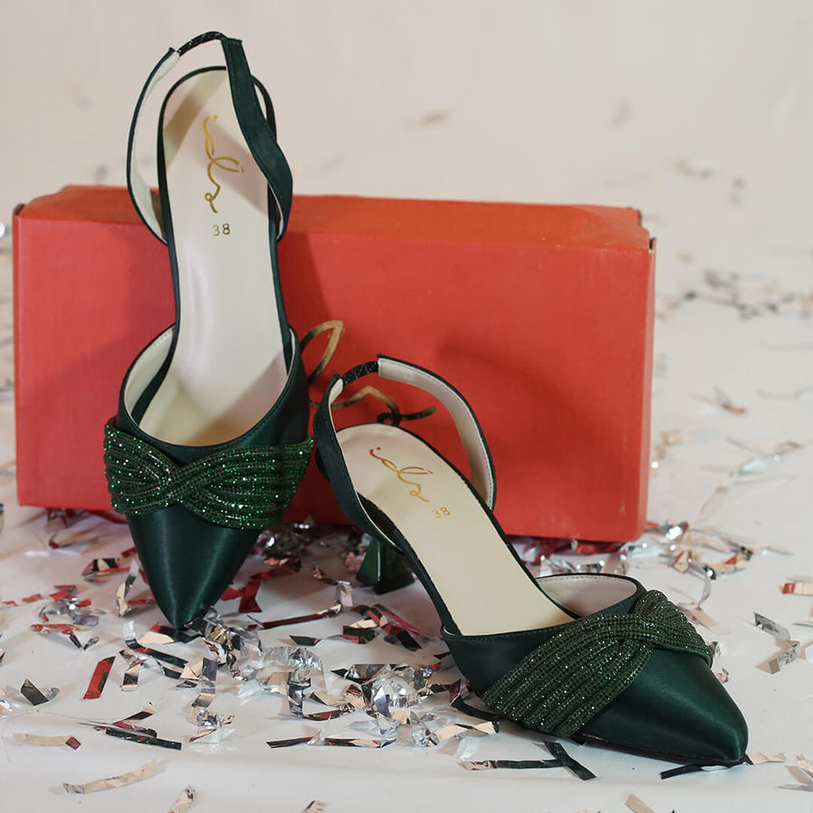 Nihan Sparkling Sling Back - Green