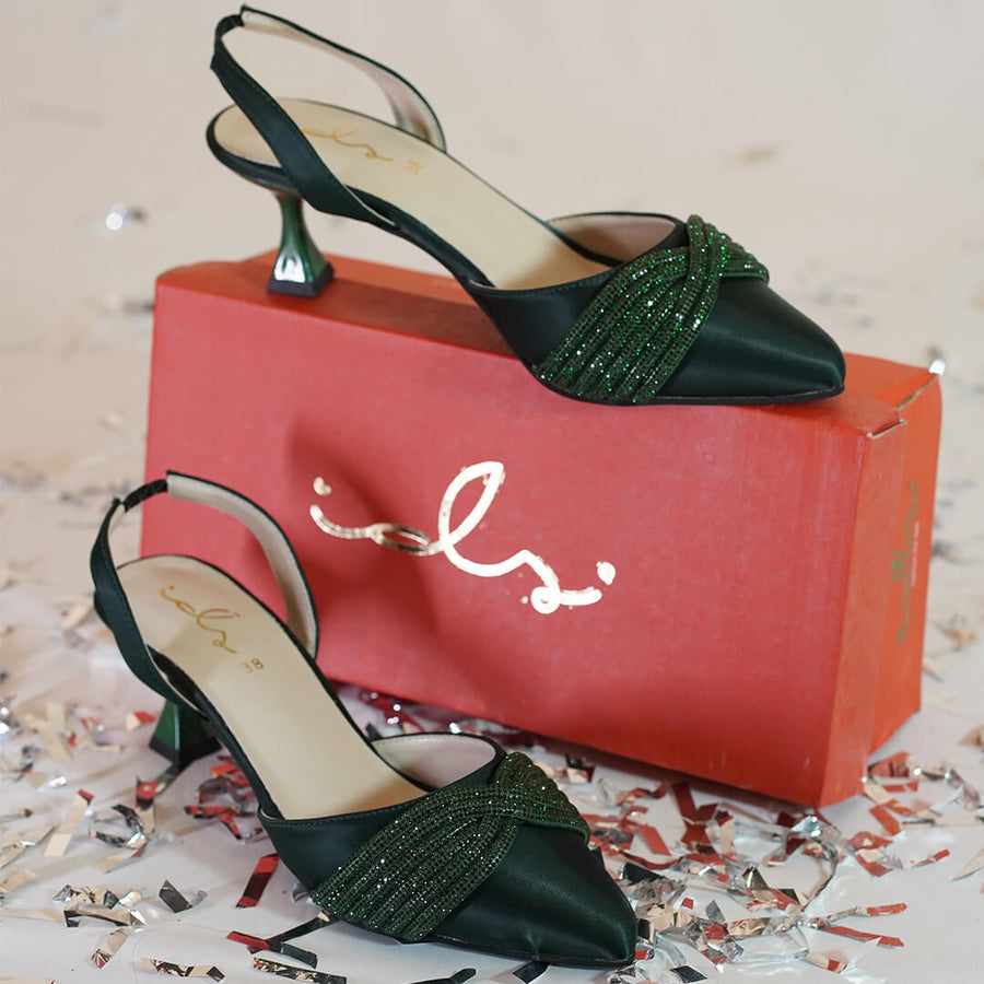 Nihan Sparkling Sling Back - Green