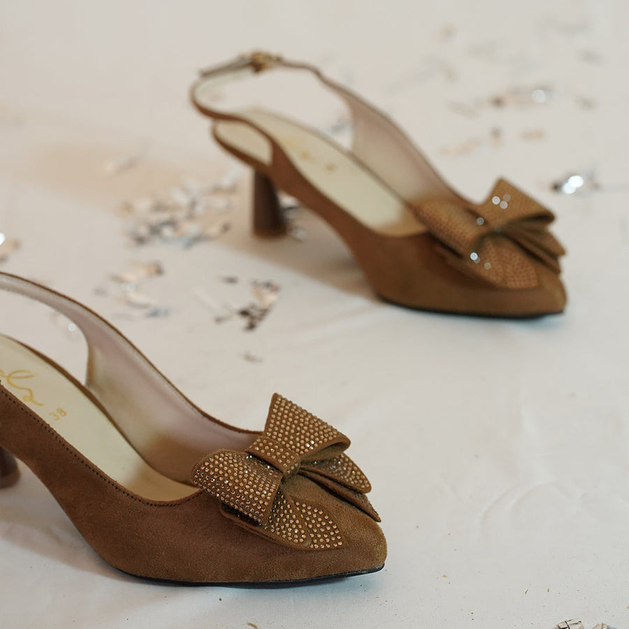 Dazzling Embellished Bow Detail Sling Back