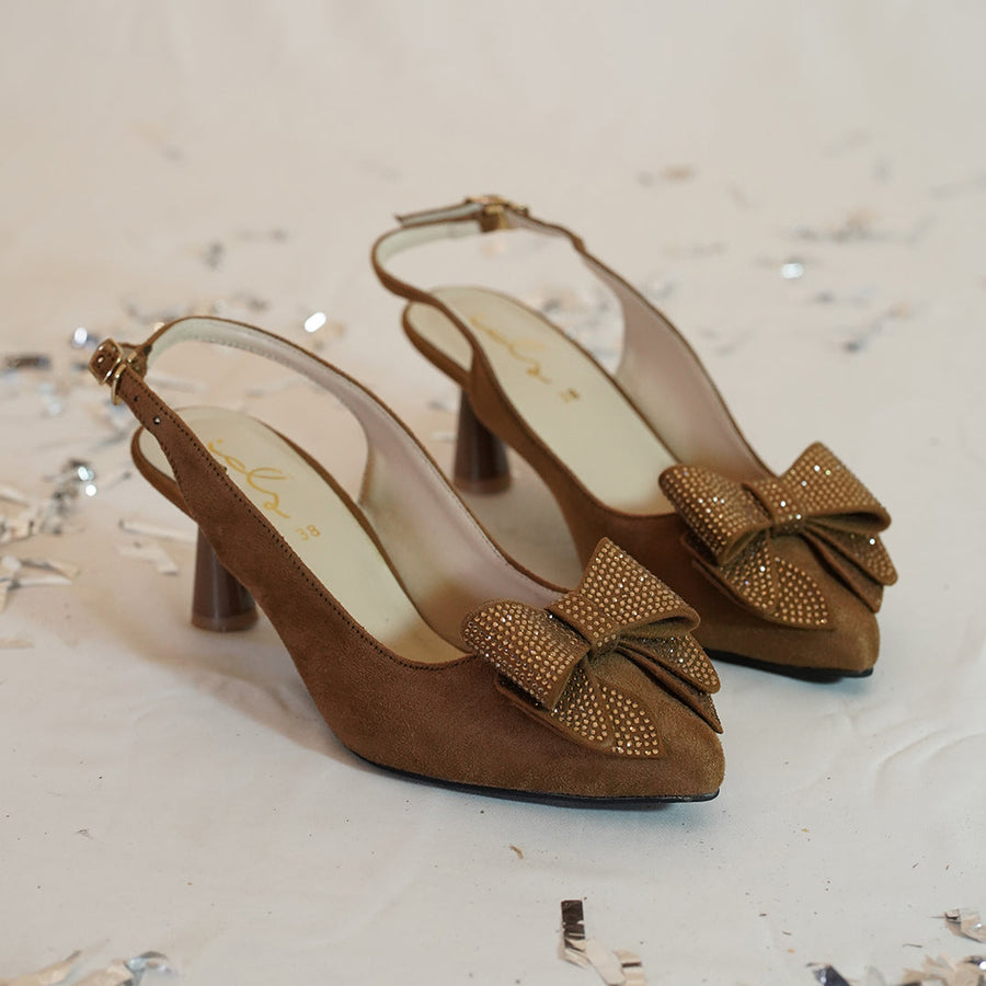 Dazzling Embellished Bow Detail Sling Back