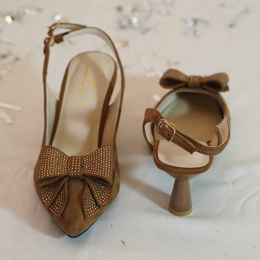 Dazzling Embellished Bow Detail Sling Back