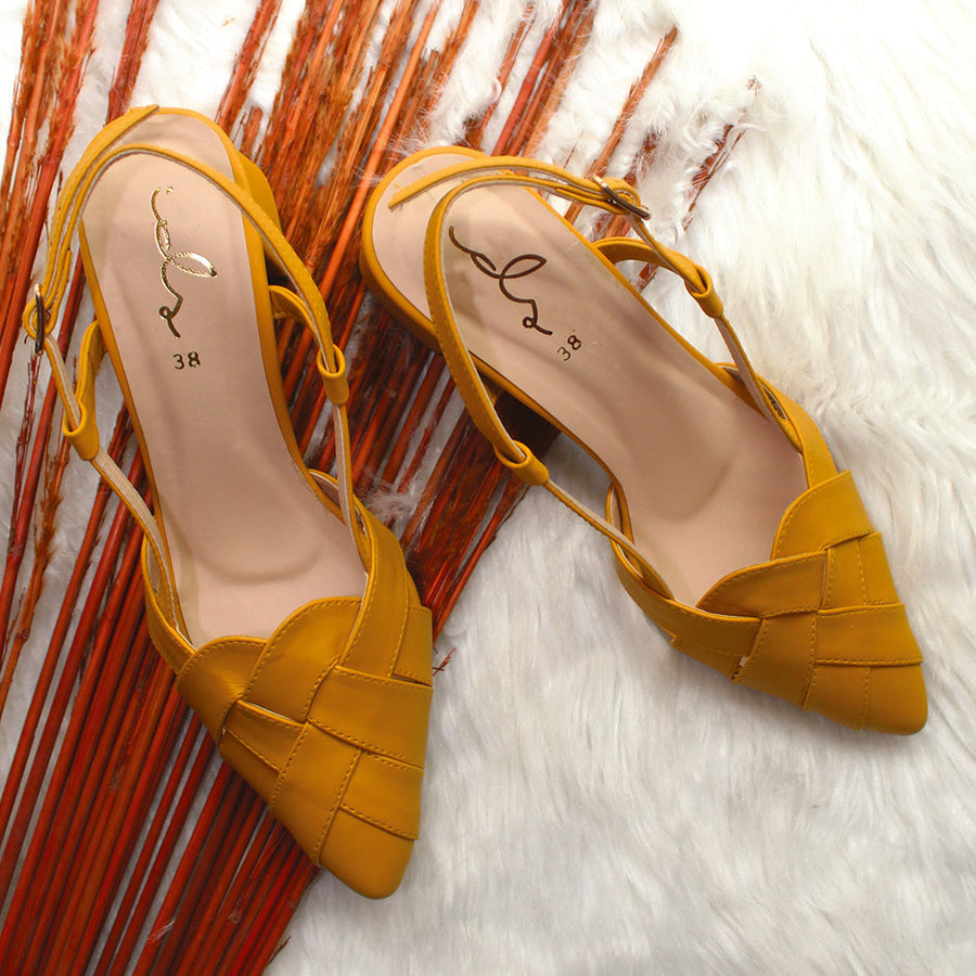 Pointed Block Heel - Tea Pink