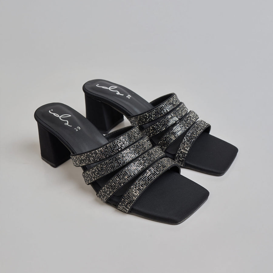 TWO-TONED RHINESTONE STRAPPY HEEL