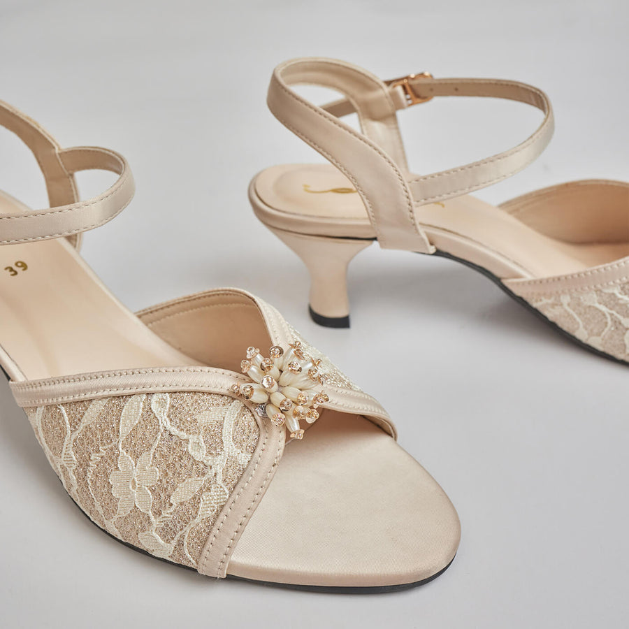 LUXORA MESH  PEARL GLITZ SANDAL-BEIGE
