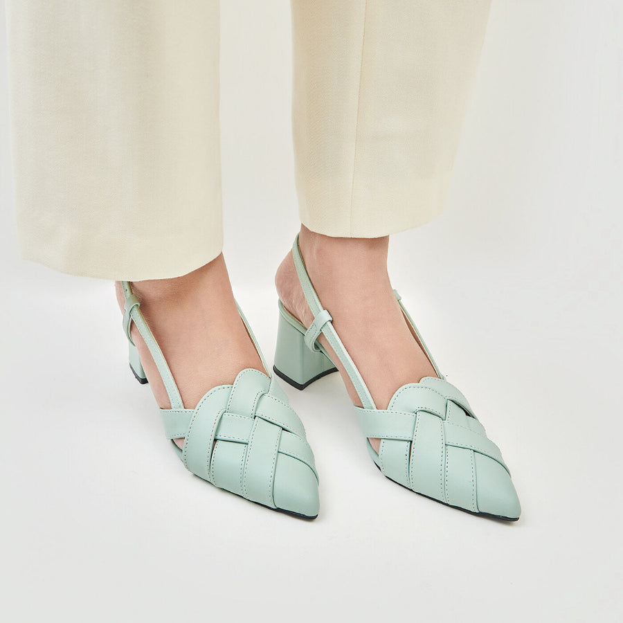 Pointed Block Heel - Mustard