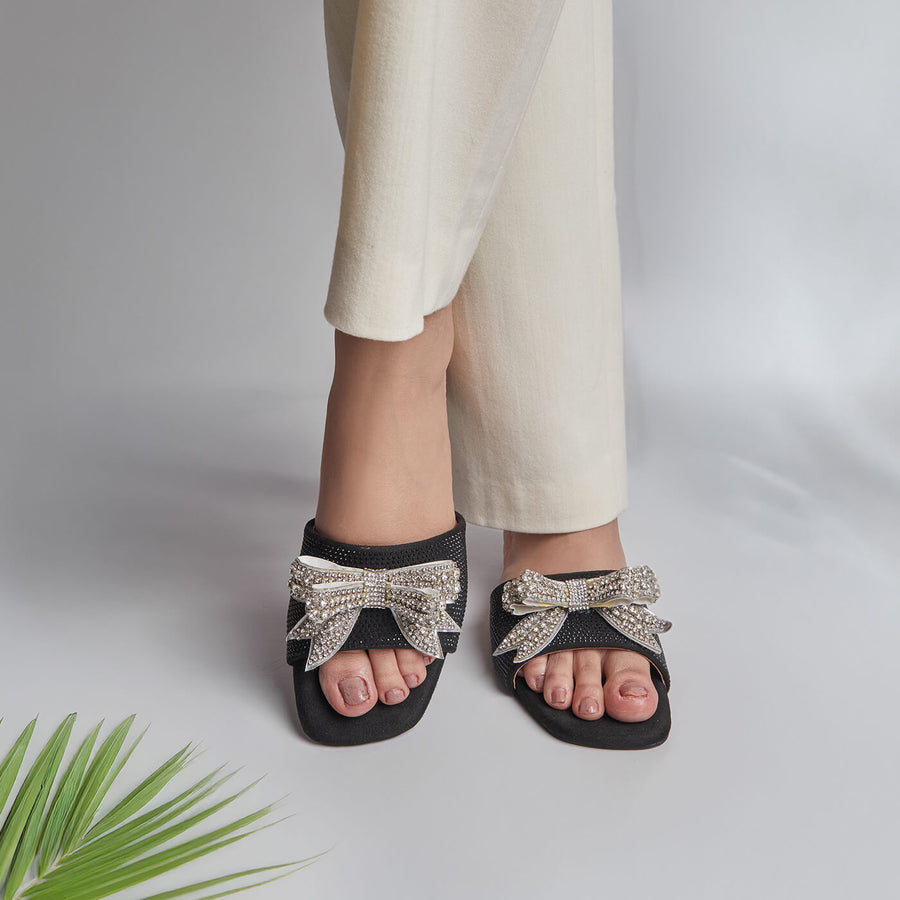 Royal Embellished Bow Slides