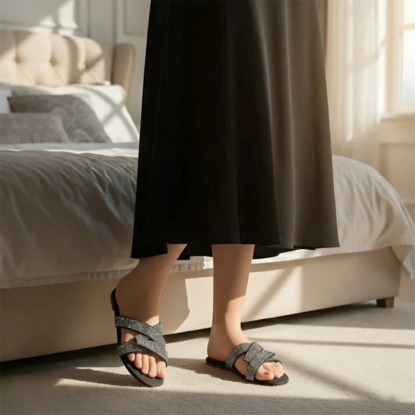 Rhinestone Slides - Black