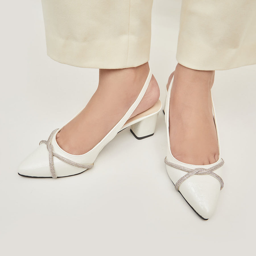 Twisted Chain Block Heel CourtShoe