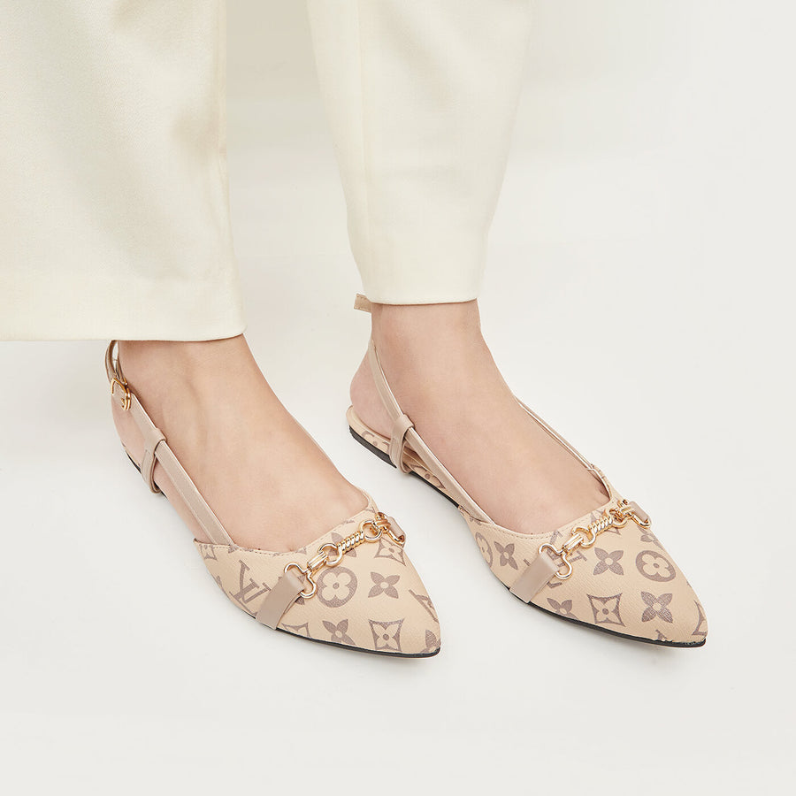 LV Print Buckled sling Back