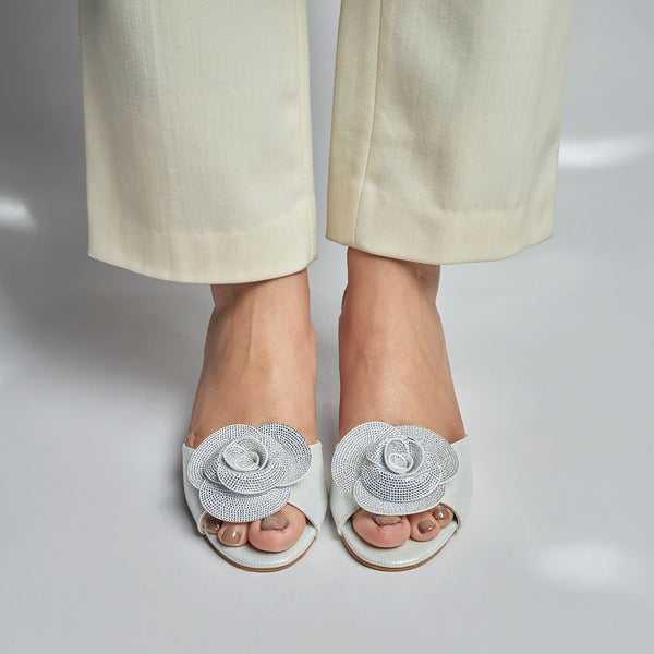 3D Rose Glam Heels - White