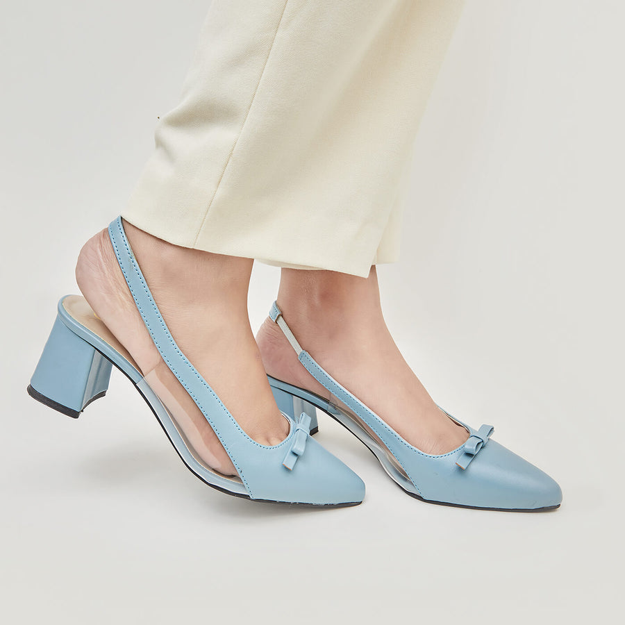 Transparent Block Heel - Maroon