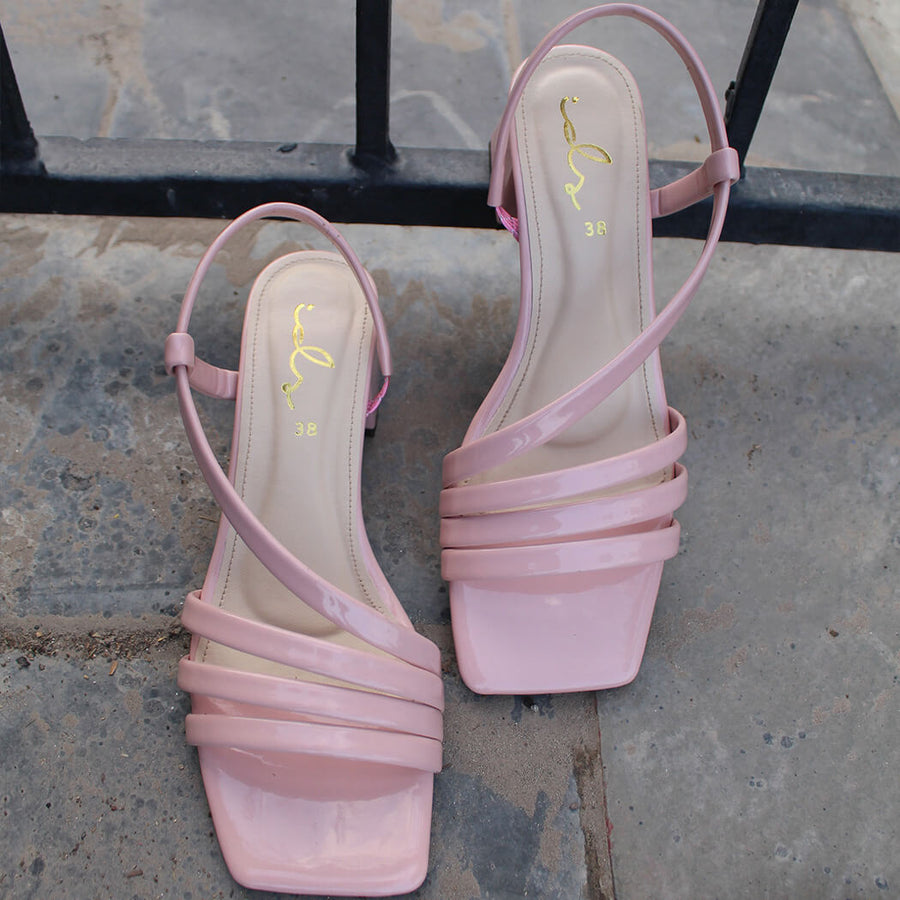 Patent Stripes Block Heel - Green