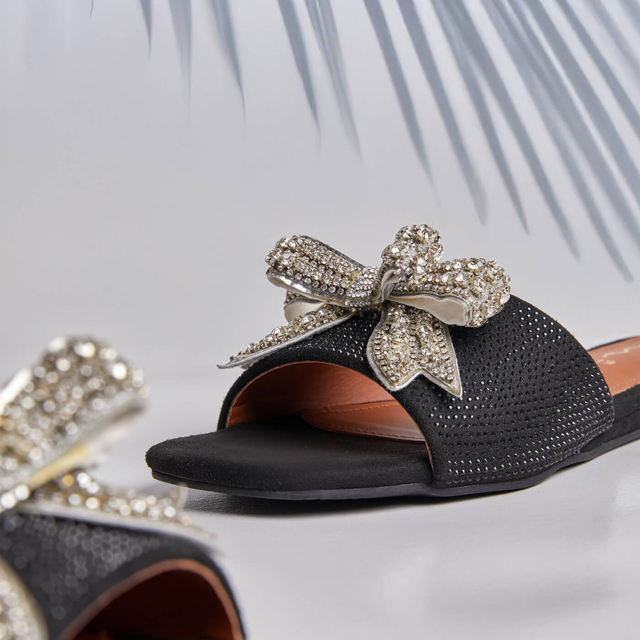 Royal Embellished Bow Slides