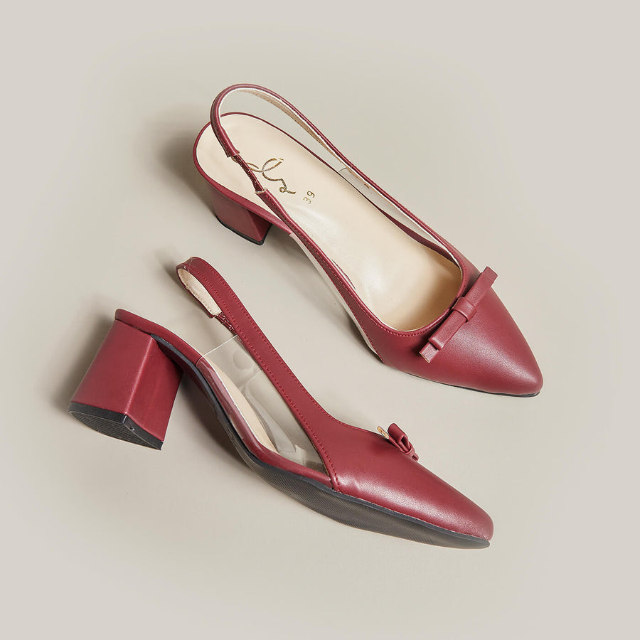 Transparent Block Heel - Maroon