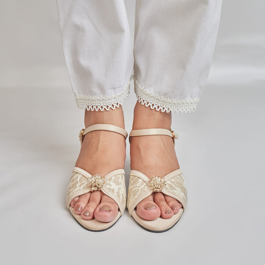 LUXORA MESH  PEARL GLITZ SANDAL-BEIGE