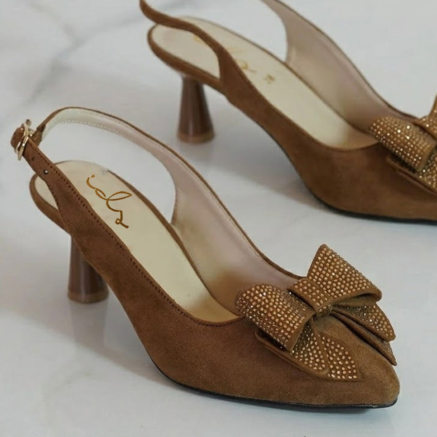Dazzling Embellished Bow Detail Sling Back