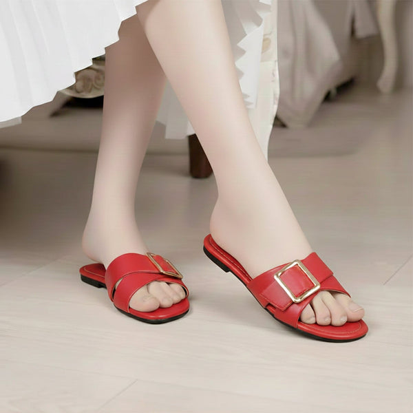 Glowup Buckle Slides - Red