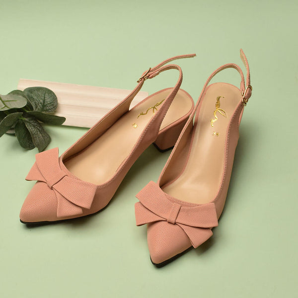 Classic Bow Tie Sling Back - Nude Pink
