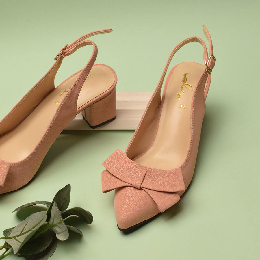 Classic Bow Tie Sling Back - Nude Pink