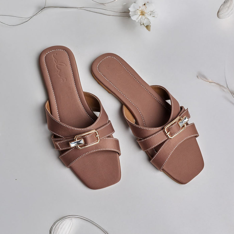 Crystal Buckle Slides - Pastel Blue