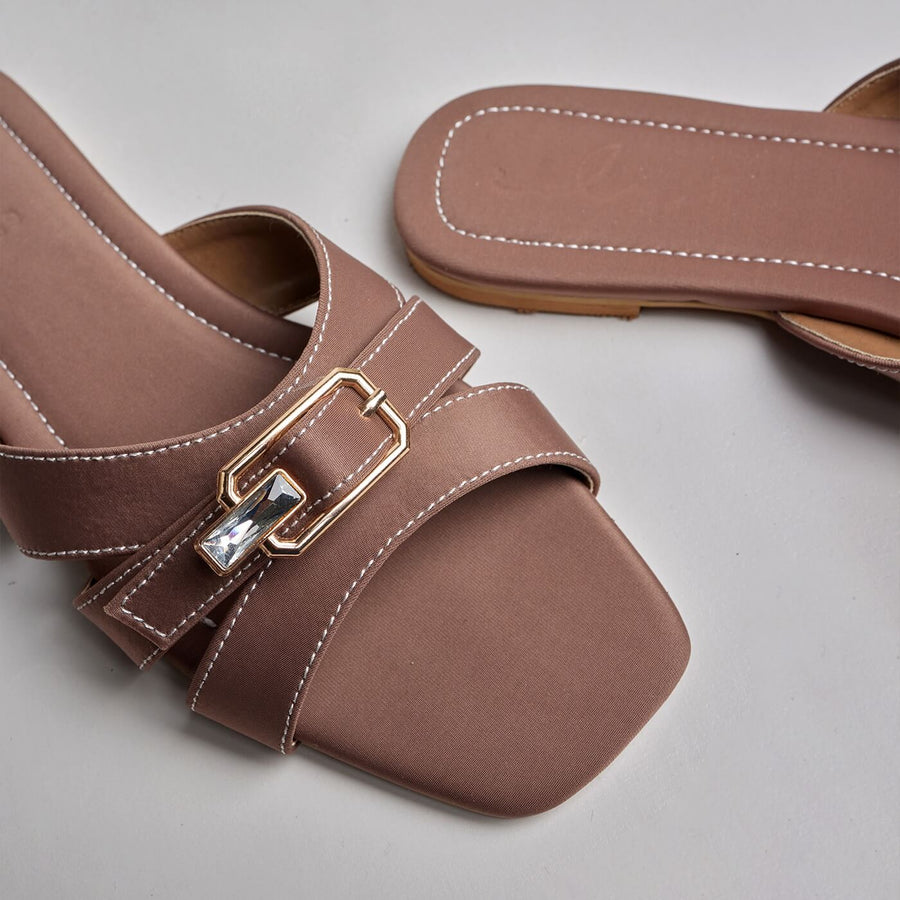Crystal Buckle Slides - Black