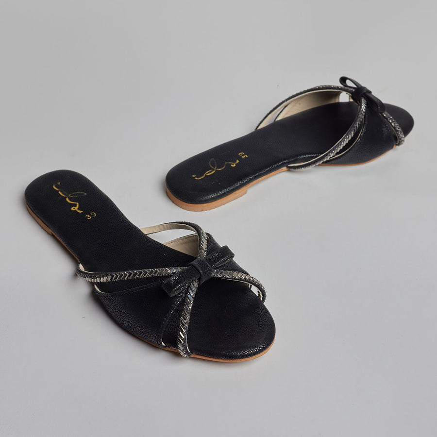 Diamond n Bow Slides - Black