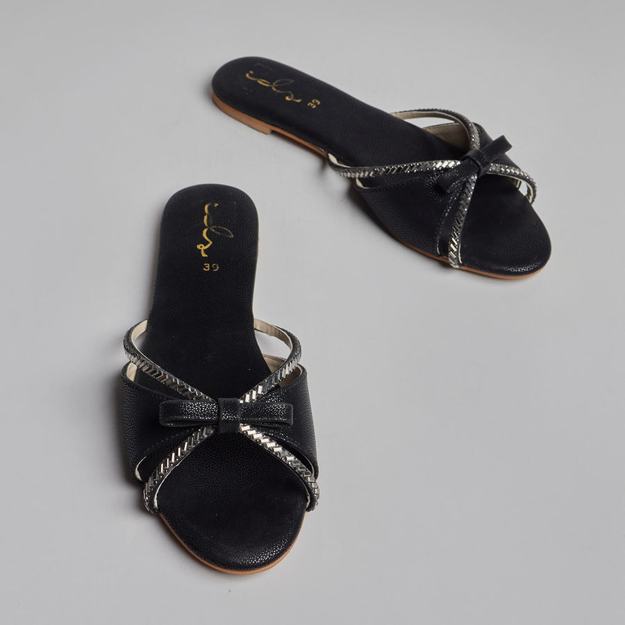 Diamond n Bow Slides - Black