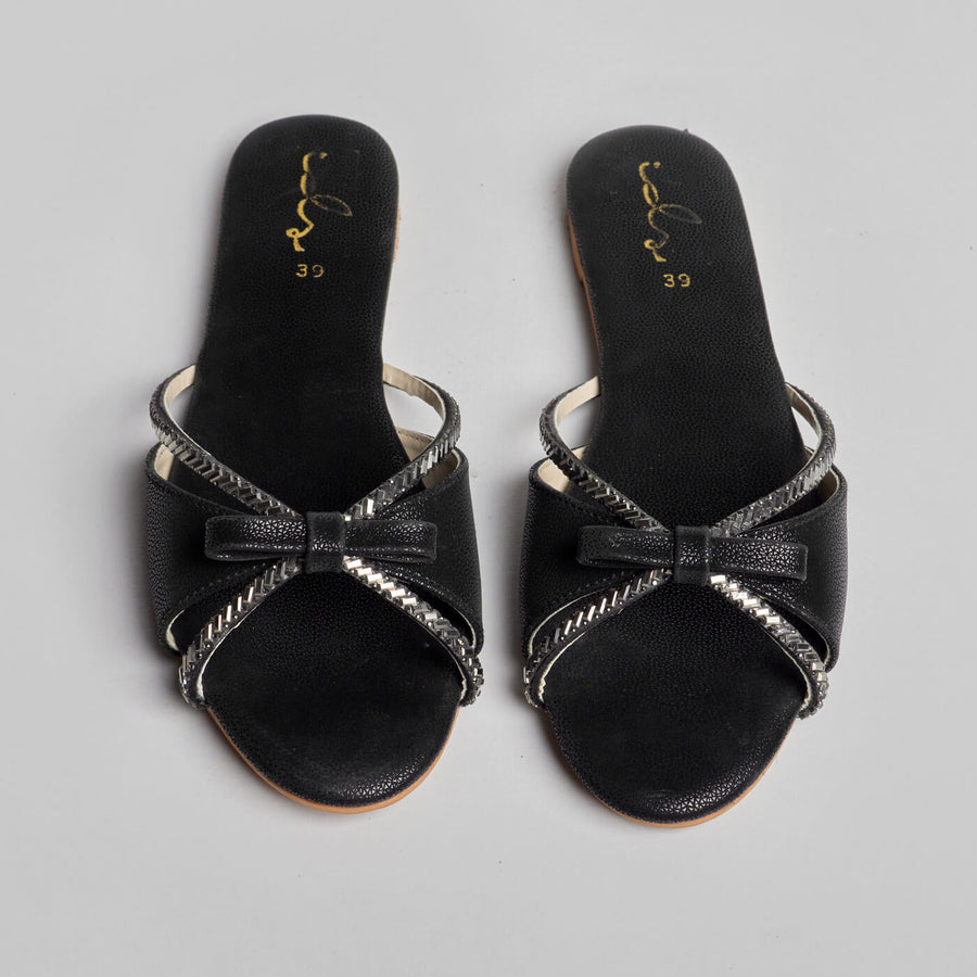 Diamond n Bow Slides - Black