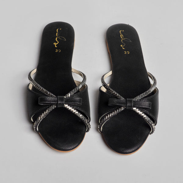Diamond n Bow Slides - Black