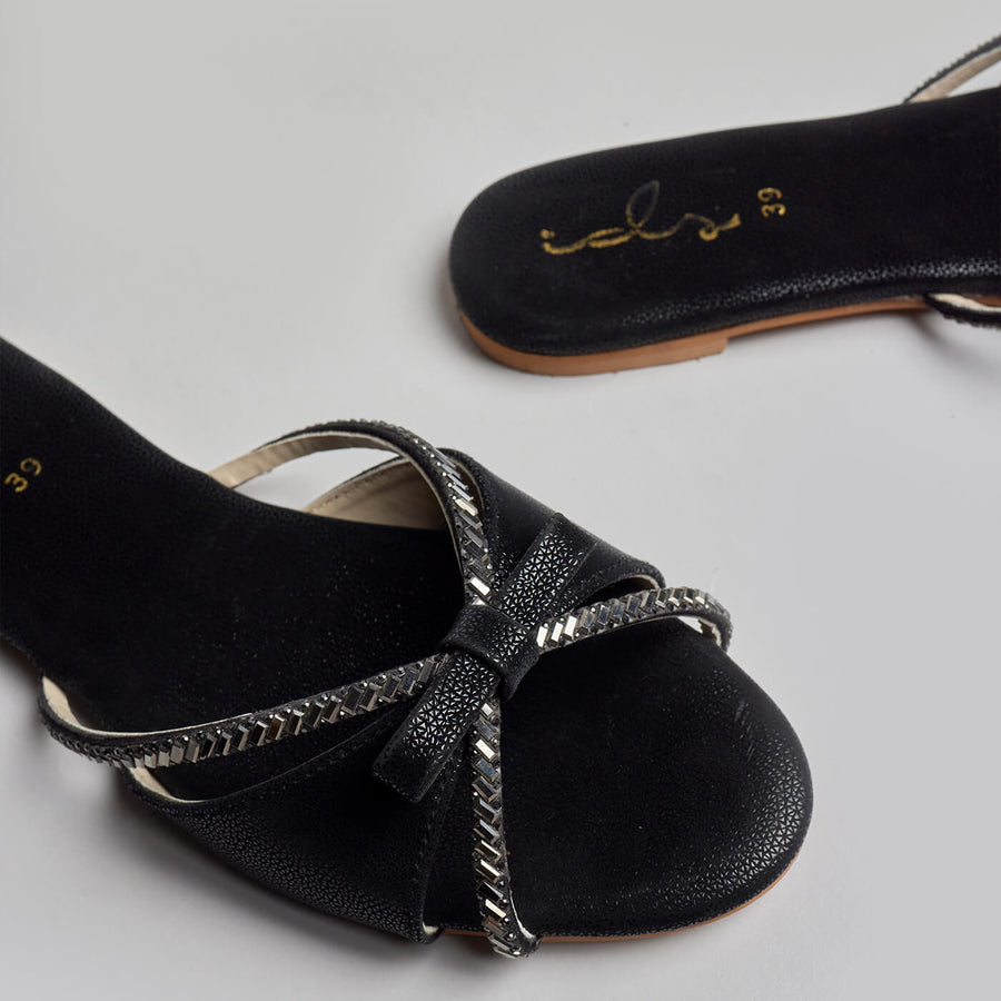 Diamond n Bow Slides - Black