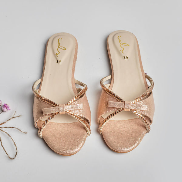 Diamond n Bow Slides - Peach