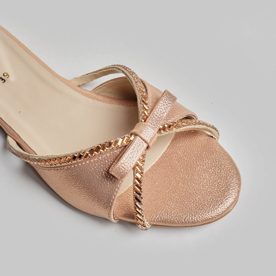 Diamond n Bow Slides - Peach