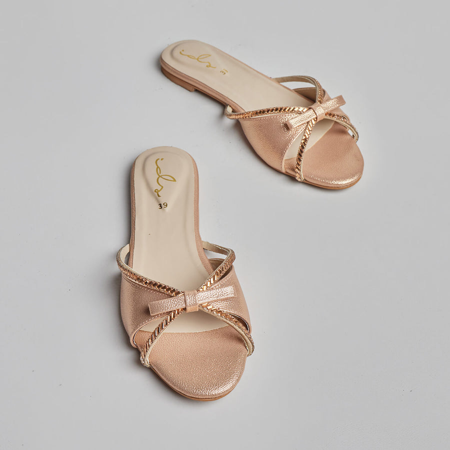 Diamond n Bow Slides - Peach