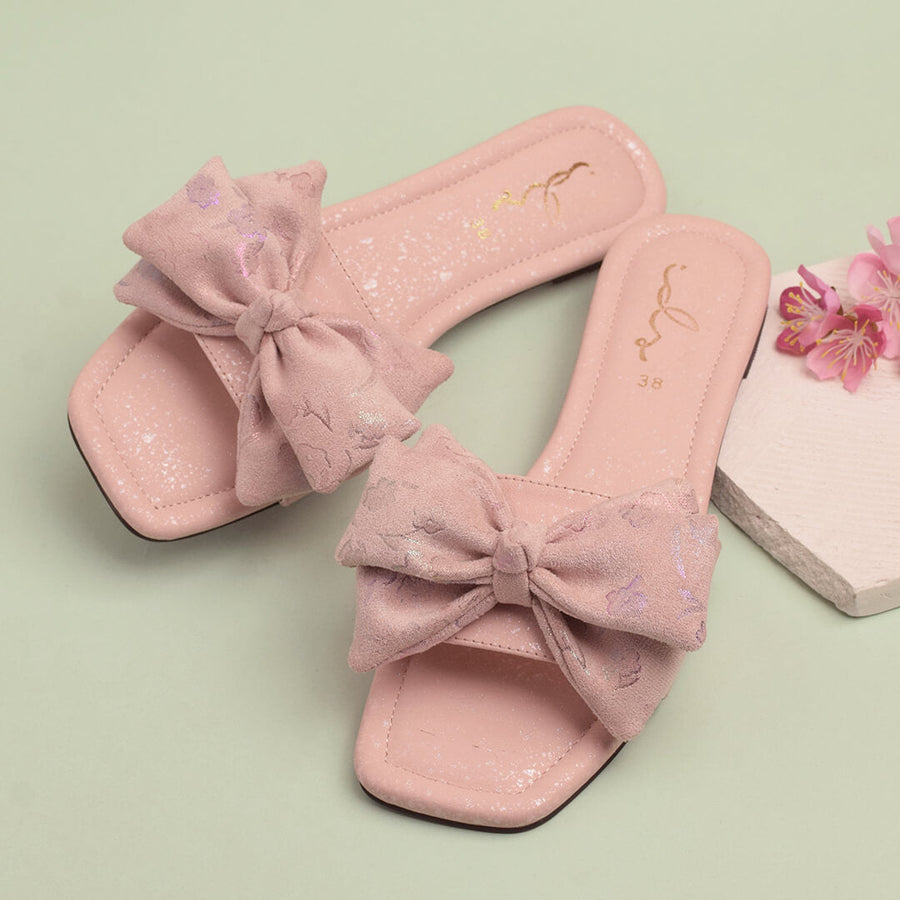 Flora Charm Elegant Slides - Nude Pink