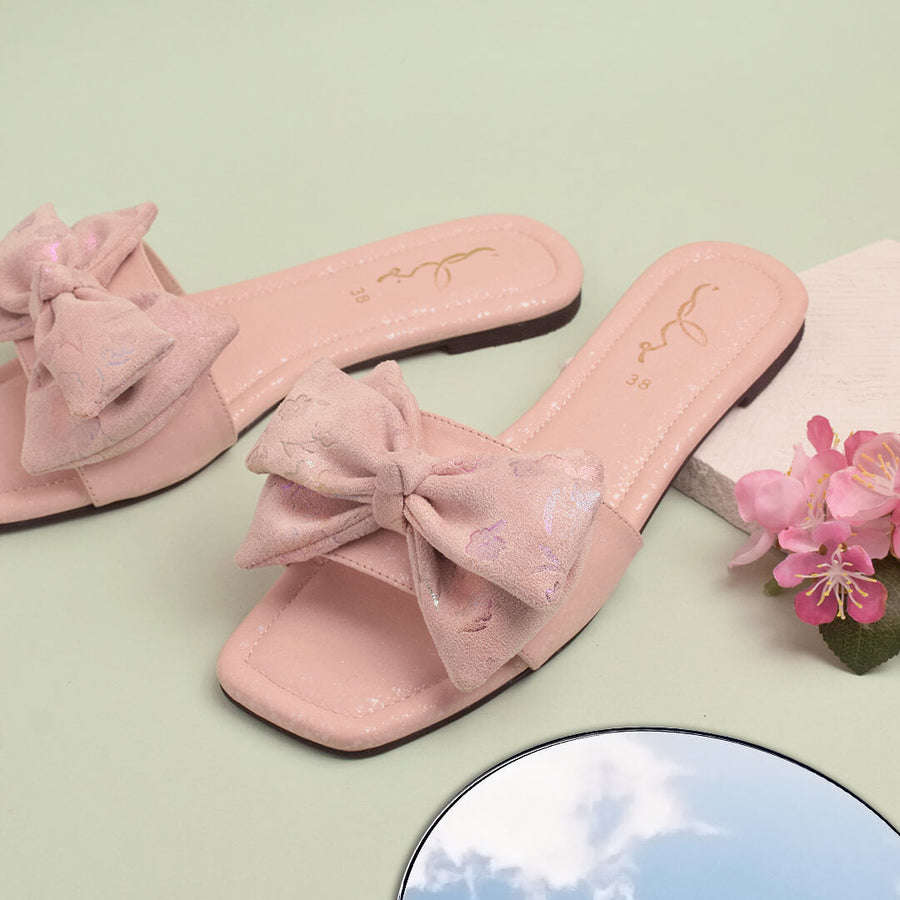 Flora Charm Elegant Slides - Nude Pink