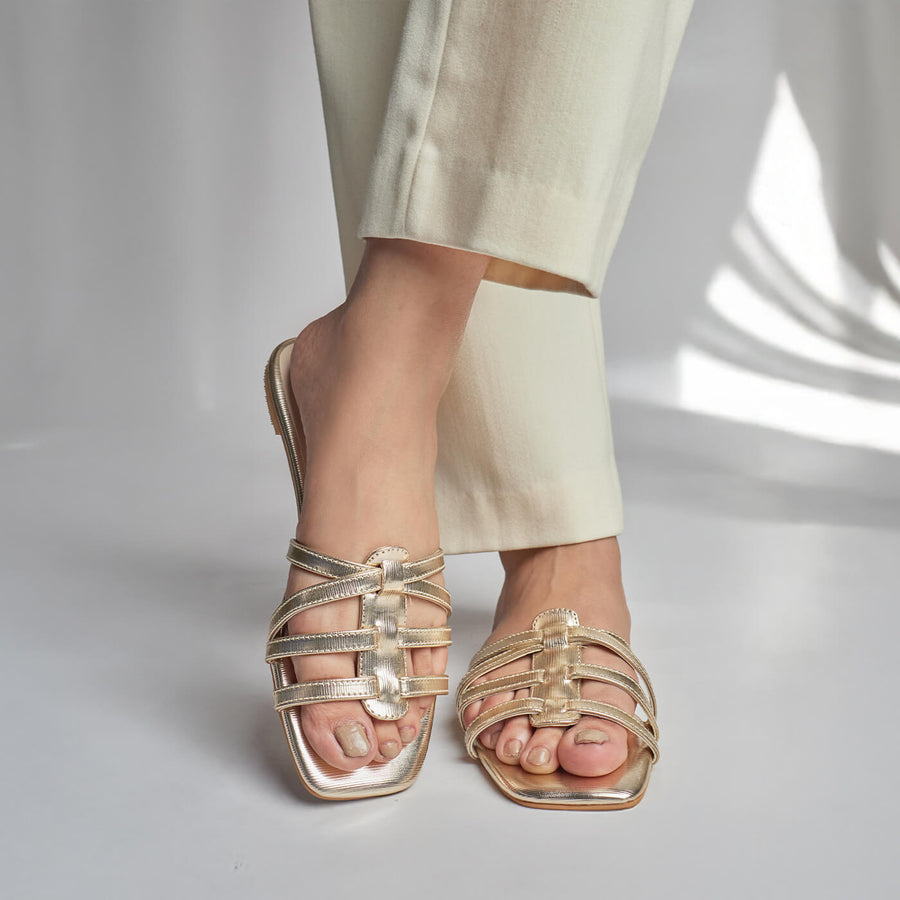 Fusion Stripe Flats - Gold