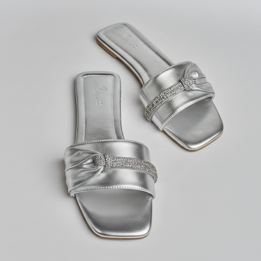 Glam Twist Slides - Silver