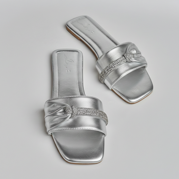 Glam Twist Slides - Silver