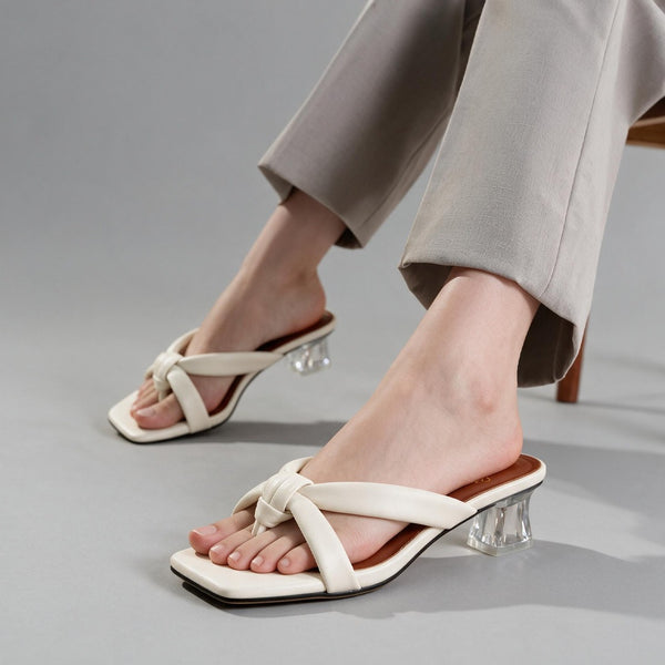 Puffy Knot Toe Transparent Heel