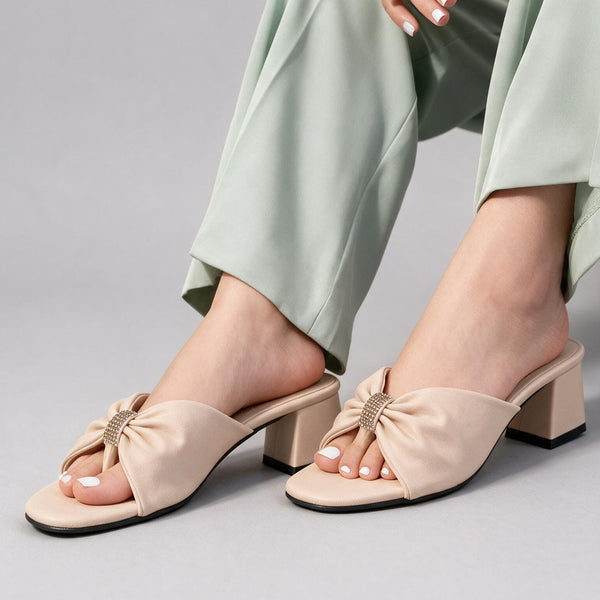 Puffy Block Heel - Pearl White