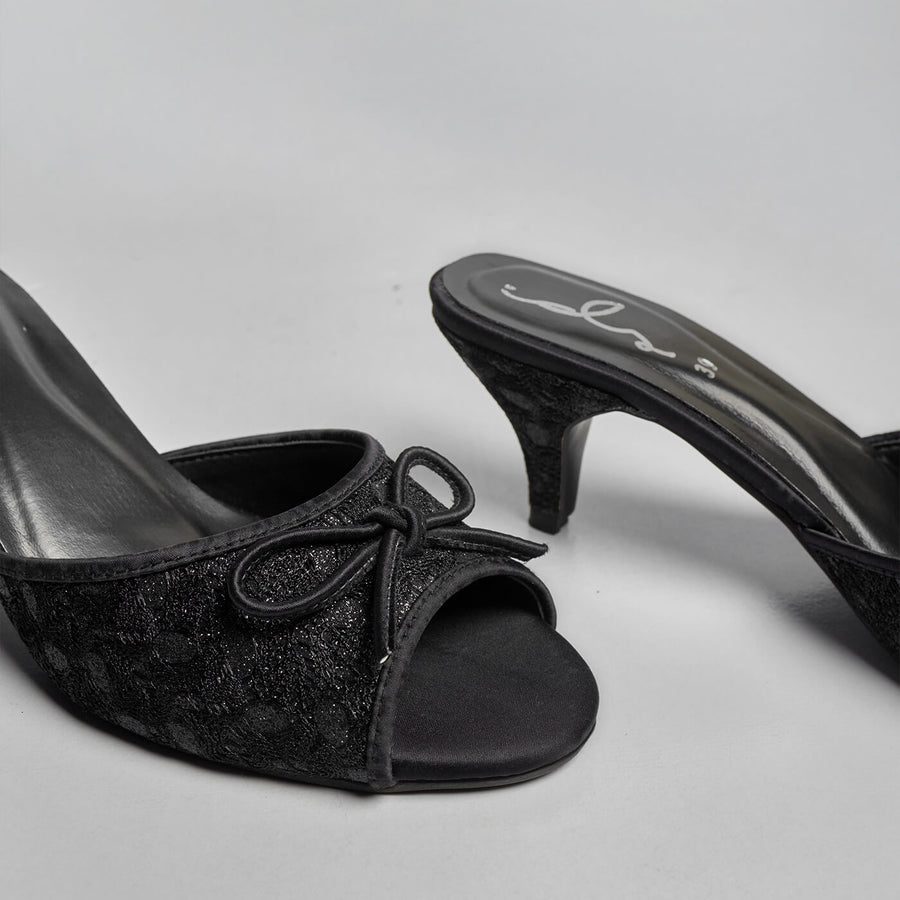 Moon Shadow Mesh Heels - Black