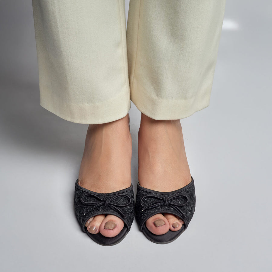 Moon Shadow Mesh Heels - Black