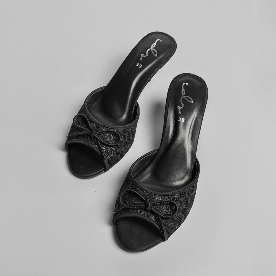 Moon Shadow Mesh Heels - Black
