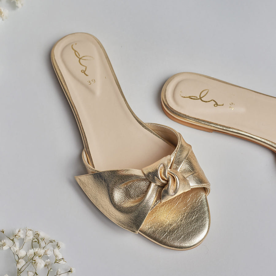 Retro Knot Slides - Gold
