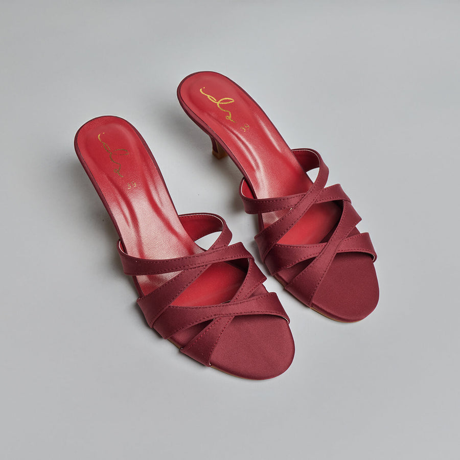 Silken Cross Straps Heels - Nude Pink