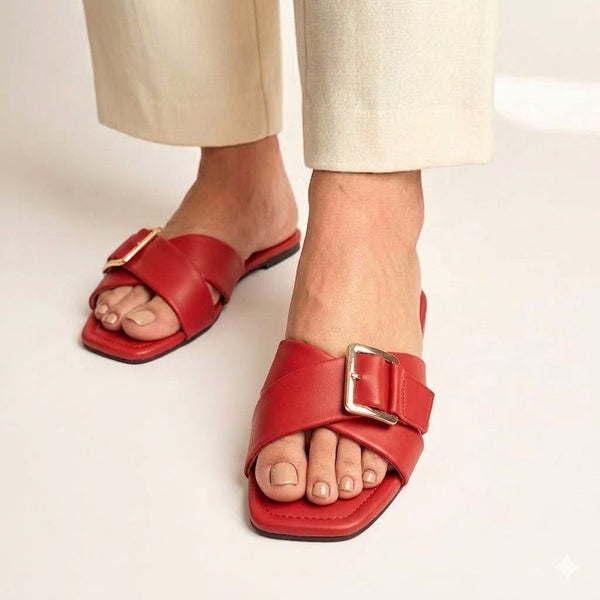 Glowup Buckle Slides - Red