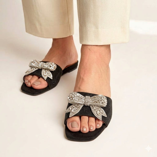 Royal Embellished Bow Slides