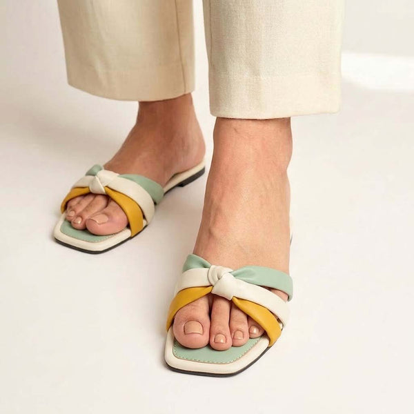 Multicolored Puffy Vamp Slides