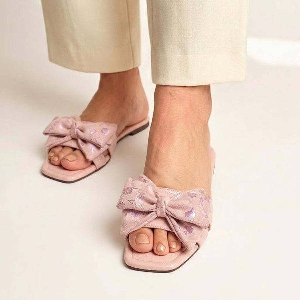 Flora Charm Elegant Slides - Nude Pink