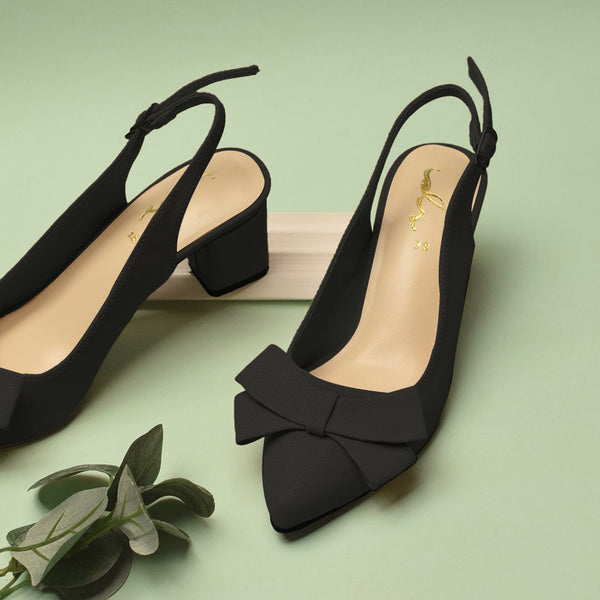 Classic Bow Tie Sling Back - Black